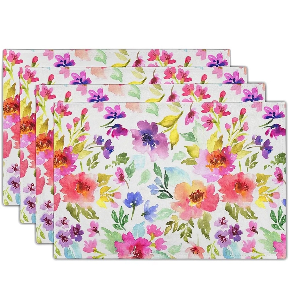 Watercolor Floral Placemats, Set of 4